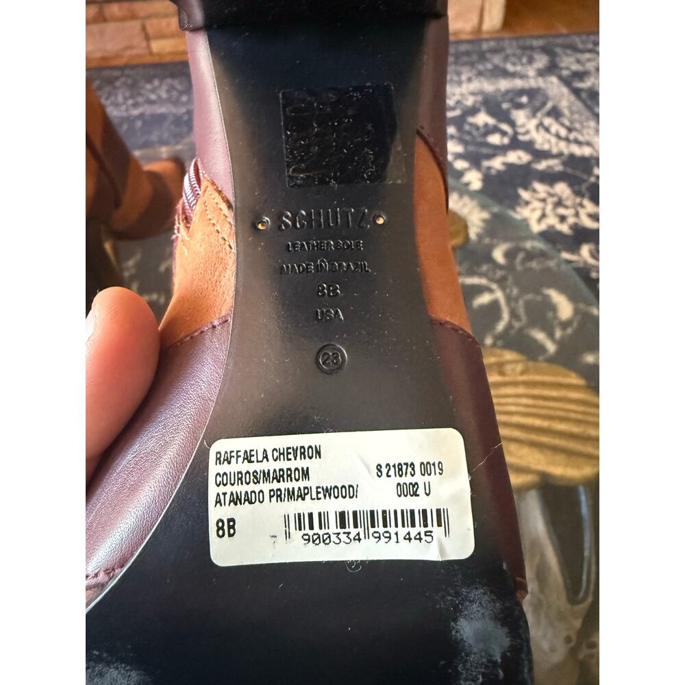 NWOT Schutz Raffaela Chevron Ankle Leather Boots Sz. 8 - Picture 8 of 8